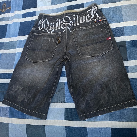 JNCO Other - GRAIL quicksilver baggy Jnco styled jorts jean shorts y2k fire graphic w patches